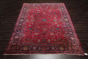 9' x 11'5" Hand Knotted 100% Wool Antique Saroukk 250KPSI Oriental Area Rug Rose - Oriental Rug Of Houston