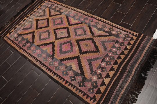 3'8" x 7' Hand Woven Vintage Afghani Kilim Traditional Oriental Area Rug Rust