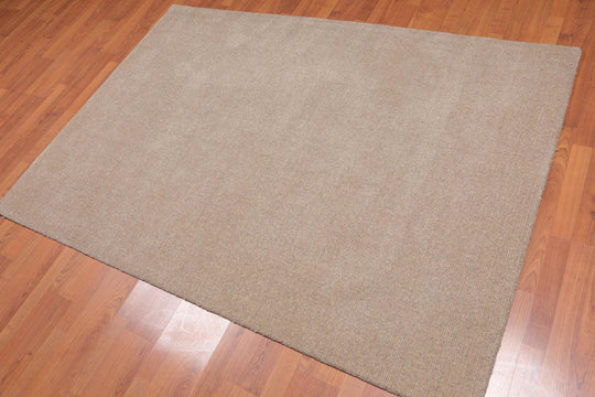 4'7" x 6’7" Handmade Loop & cut Pile 100% Wool Area rug Modern Tan