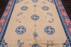 6'7"x9'8" Hand Knotted Wool Chinese Art Deco Traditional Oriental Area Rug Beige - Oriental Rug Of Houston