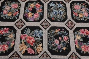 6' x 9' Hand Woven Traditional French Aubusson Needlepoint Wool Area Rug Black - Oriental Rug Of Houston