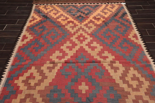 5'5" x 11' Vintage Hand Woven Southwestern Kilim Oriental Area Rug Runner Rust
