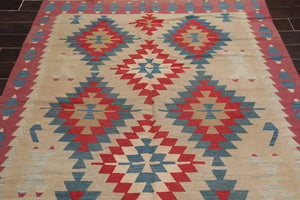 6'1"x8'1" Vintage Hand-Woven Turkish Kilim Southwestern Oriental Area Rug Beige