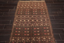 3'9” x 6'7" Vintage Hand-Woven Southwestern Afghan Kilim Oriental Area Rug Brown - Oriental Rug Of Houston