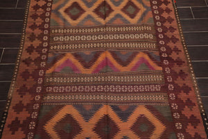 4'8"x10'6" Vintage Hand-Woven Turkish Kilim Southwestern Oriental Area Rug Rust