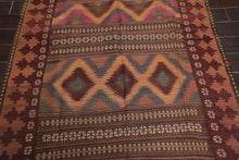4'8"x10'6" Vintage Hand-Woven Turkish Kilim Southwestern Oriental Area Rug Rust