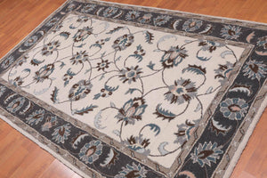 5' x 8' Handmade Floral 100% Wool Traditional Oriental Area rug Beige