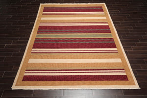 8'10" x 11'10" Hand Knotted 100% Wool Modern Area Rug Burgundy