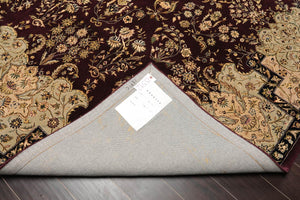 7'9" x 9'9" Lavar Plum Handmade New Zealand Wool & Pure Silk Area Rug - Oriental Rug Of Houston