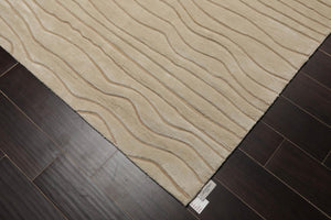 7'9" x 10'10" Handmade 100% Faux Silk Modern Area Rug Beige - Oriental Rug Of Houston