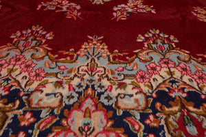 9'8" x 13'2" Vintage Kermaan Hand Knotted 250 KPSI 100% Wool Area Rug Cranberry - Oriental Rug Of Houston