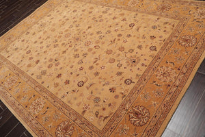 7'9" x 9'9" Handmade Heritage Beige Wool Oriental Area Rug Tan