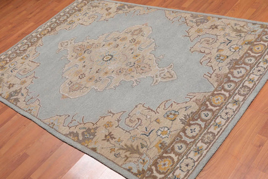 5' x 8' Handmade Medallion 100% Wool Oriental Area Rug Aqua