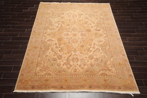 7'9" x 9'9" NA02 Beige Hand Knotted Wool Traditional Oriental Area Rug