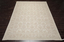 9'1'' x 12'1'' Hand Knotted 100% Wool Damask Afghan Area Rug Gray Tone on Tone