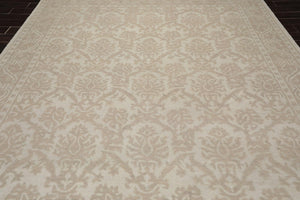 9'1'' x 12'1'' Hand Knotted 100% Wool Damask Afghan Area Rug Gray Tone on Tone - Oriental Rug Of Houston