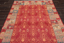 6'x9' Red Rose Pale Pink, Blue, Aqua, Multi Color Hand Knotted Persian Oriental Area Rug Wool Traditional Oriental Rug - Oriental Rug Of Houston