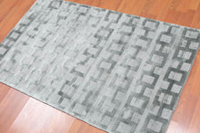 3' x 5' Handmade 100% Bamboo Silk Loop & cut Pile Geometric Area rug Aqua - Oriental Rug Of Houston