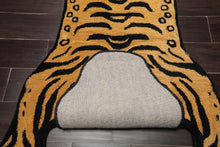 3x5 Gold Tiger Handmade 100% Wool Novelty/Animal Oriental Area Rug - Oriental Rug Of Houston