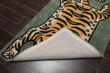 Tiger Handmade 100% Wool Novelty/Animal Oriental Area Rug Celadon 3' x 5' - Oriental Rug Of Houston