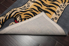 3x5 Gray, Gold Tiger Handmade 100% Wool Novelty/Animal Oriental Area Rug - Oriental Rug Of Houston