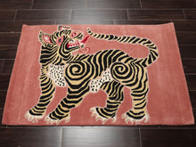 3x5 Blush, Gold Hand Tufted Hand Made 100% Wool Chinese Lion Novelty Oriental Area Rug