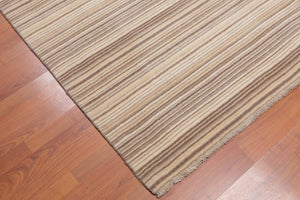 4'7 x 6'6 Hand Knotted Wool Abstract Stripes Muted Earth Tones Oriental Area Rug Beige, Tan Color - Oriental Rug Of Houston