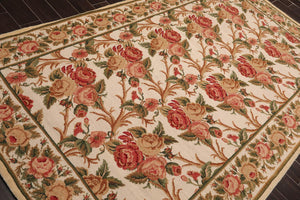 6'x 10' Costikyan Nettles Hand Knotted French Aubusson Savonnerie Area Rug Beige