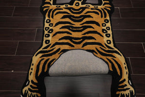 Tiger Handmade 100% Wool Novelty/Animal Oriental Area Rug Gold 3' x 5' - Oriental Rug Of Houston