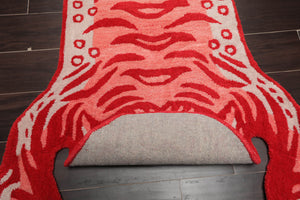 Tiger Handmade 100% Wool Novelty/Animal Oriental Area Rug Coral 3' x 5'