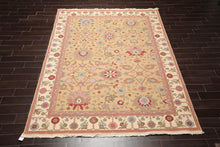 7'9"x9'9" Hand Knotted Wool Area Rug Muted Olive