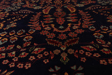 6x9 Navy, Rose Hand Knotted 100% Wool Sarouk Traditional 200 KPSI Oriental Area Rug