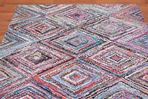 5' x 8' Handmade Zig Zag Medley Cotton Chindi Area rug Contemporary Multi