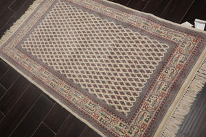 Paisley Boteh Hand Knotted Wool Traditional Oriental Area Rug Cream 3'x5'11'' - Oriental Rug Of Houston