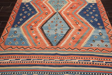 Vintage Southwestern Turkish Kilim Hand Woven Wool Area Rug Peach 6'6" x 10'4" - Oriental Rug Of Houston