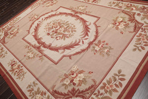 8' x 10' Hand Woven Wool French Aubusson Flatweave Area Rug Taupe - Oriental Rug Of Houston