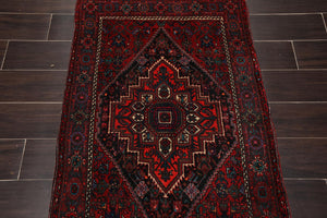 2'7''x4'1'' Hand Knotted Wool Tribal Traditional 200 KPSI Plus Pile Area Rug Red - Oriental Rug Of Houston