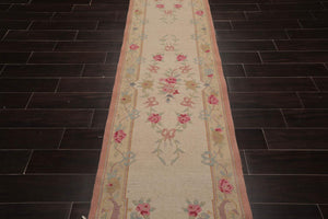 Vintage Runner Hand Knotted Wool Traditional Area Rug Beige 2'7” x 12'