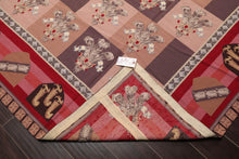 9' x 12' Hand Woven Wool French Aubusson Flatweave Area Rug Rose - Oriental Rug Of Houston