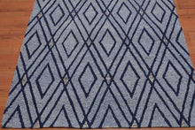 4' x 6' Handmade Loop Pile Diamond Wool Oriental Area rug Contemporary Blue
