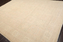 Muted 9'3" x 11'10" Hand Knotted 100% Wool Super fine Peshawar Area Rug Beige