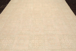 Muted 9'3" x 11'10" Hand Knotted 100% Wool Super fine Peshawar Area Rug Beige