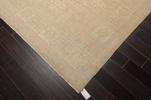 Muted 9'3" x 11'10" Hand Knotted 100% Wool Super fine Peshawar Area Rug Beige - Oriental Rug Of Houston