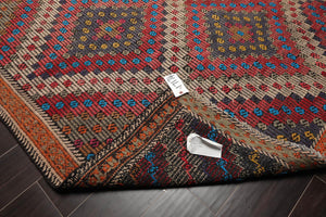 Rare Unique Vintage Turkish Kilim Hand Woven Wool Area Rug Rust 5'11" x 10'4" - Oriental Rug Of Houston