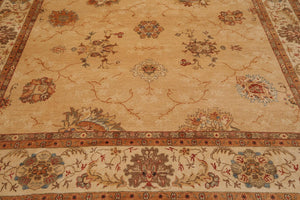 9'4" x 12'7" Hand Knotted 100% Wool Oushak Vegetable Dye Oriental Area Rug Tan