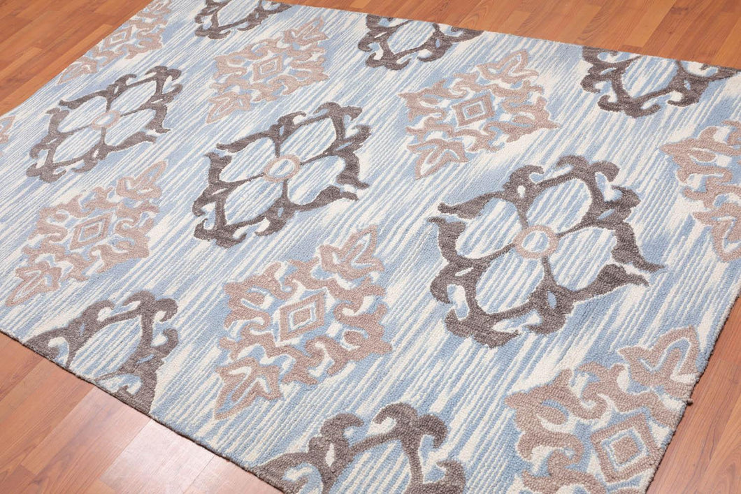 5' x 8' Handmade 100% Wool Loop Pile Area rug Transitional Ivory