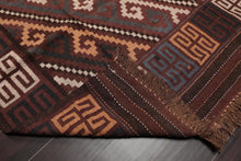 6'4"x11'8" Hand Woven Afghan Kilim Southwestern Runner Oriental Area Rug Brown
