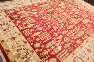 9'1" x 11'11" Hand Knotted 100% Wool Peshawar Traditional Oriental Area Rug Rust - Oriental Rug Of Houston