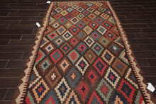 4'6" x 11'8" Vintage Hand-Woven Kilim Southwestern Oriental Area rug Brown