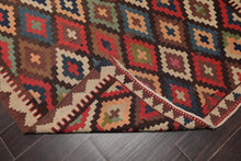 4'6" x 11'8" Vintage Hand-Woven Kilim Southwestern Oriental Area rug Brown